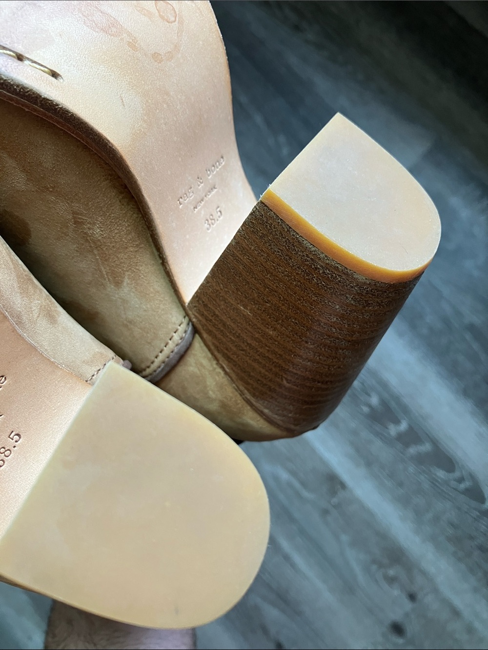 Rag & Bone "Kinsey" camel suede and leather ankle boots - Picture 14 of 17